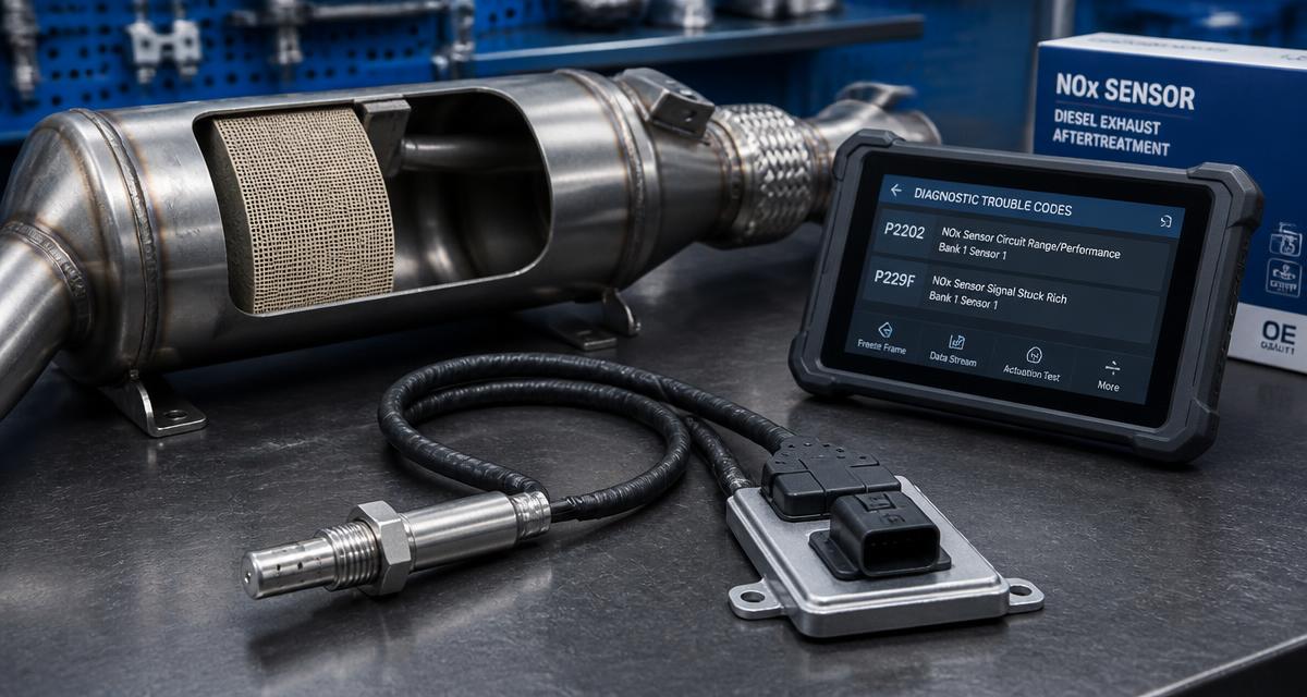 NOx Sensors: Function, SCR Control, Fault Codes and Diagnosis — technical illustration